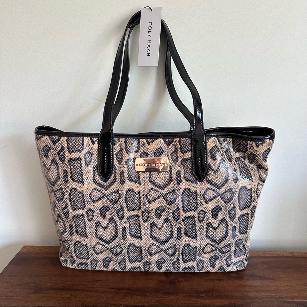 Cole Haan Black and Tan Tote Bag.  New with tag. Leather. - Picture 9 of 9